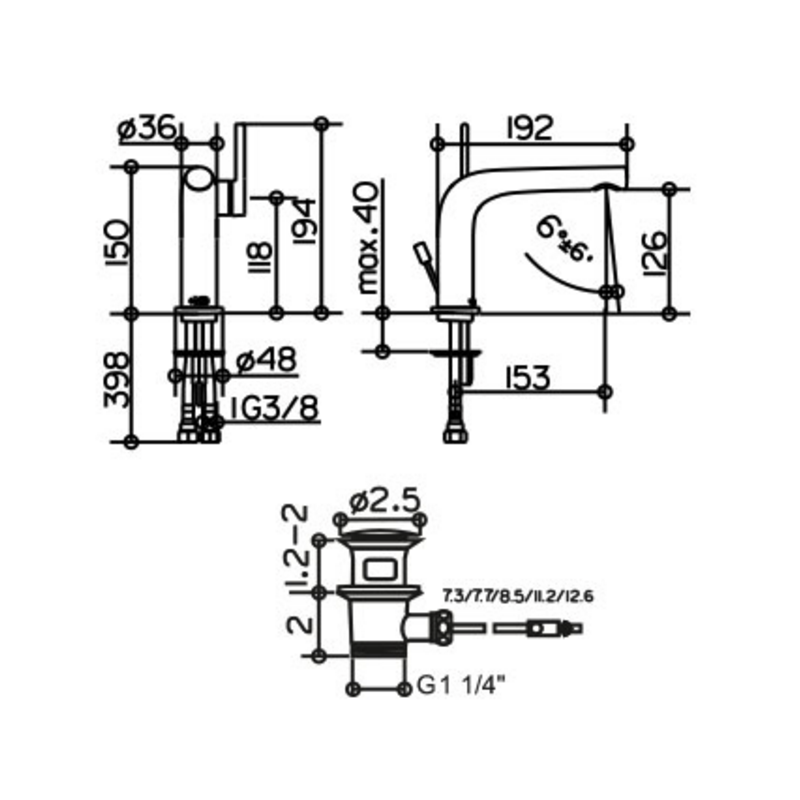 Keuco Edition 400 51504010002 Bateria umywalkowa 120 z korkiem