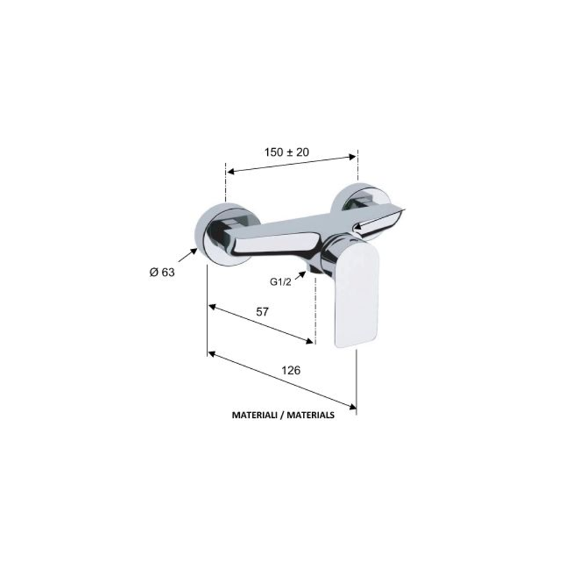 Remer Infinity Bateria Natryskowa Ścienna (korpus) IR631CR Chrom