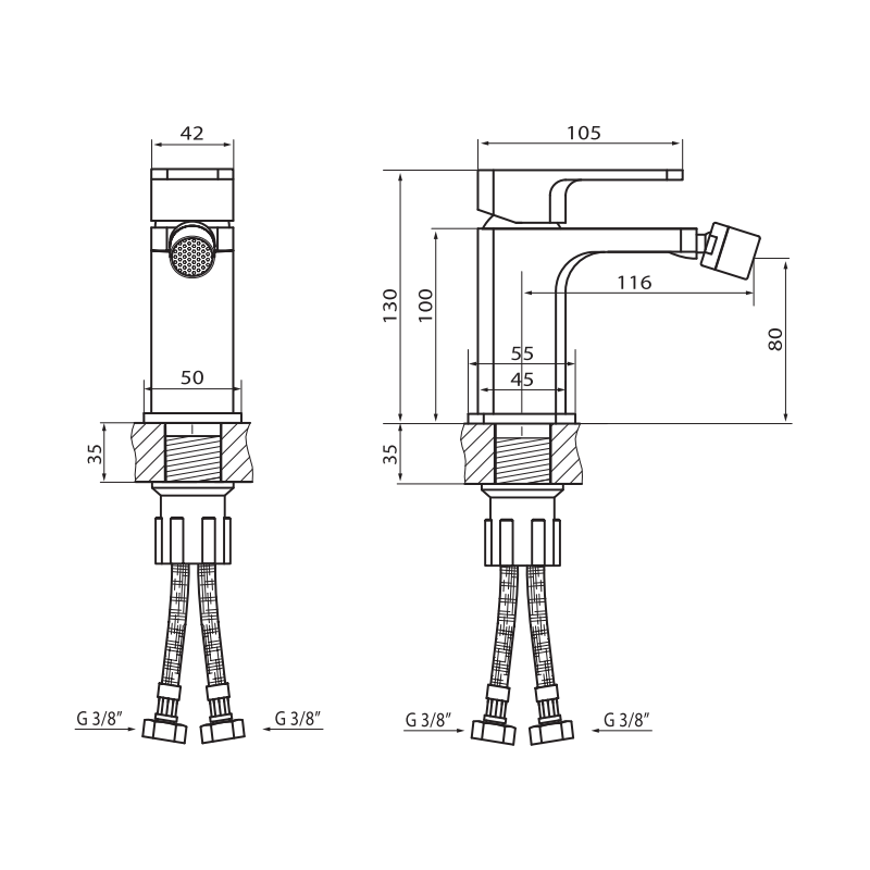 Vedo Mito VBM3002/C/CH Bateria bidetowa z korkiem click-clack