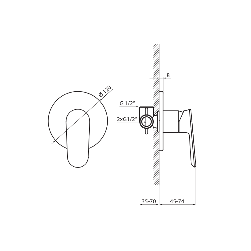 Vedo Otto Bateria prysznicowa podtynkowa Chrom (VBO8014/CH)