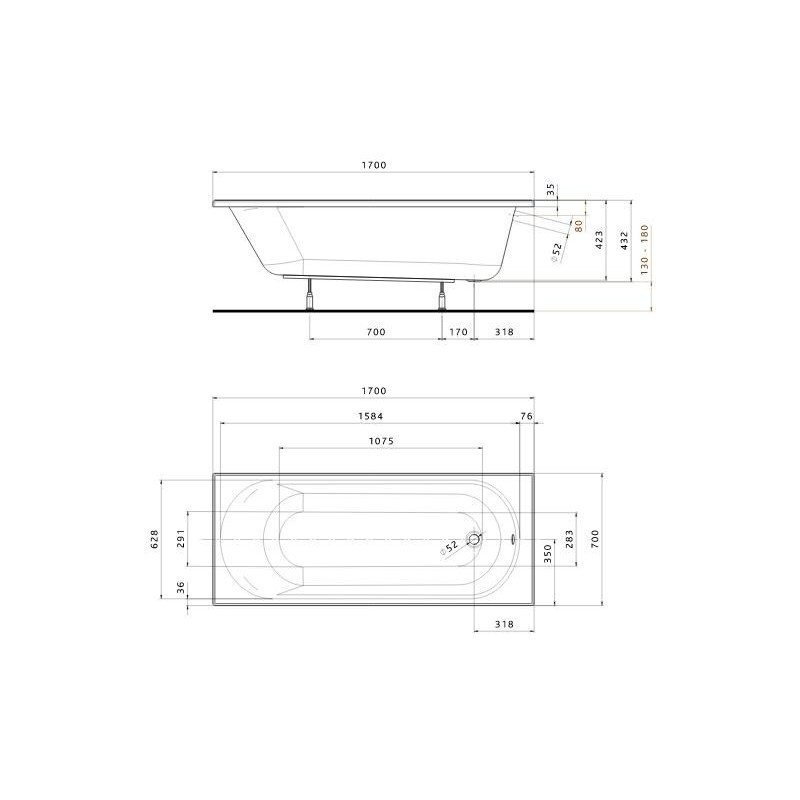 Koło Opal Plus Wanna Prostokątna 170x70 XWP1270