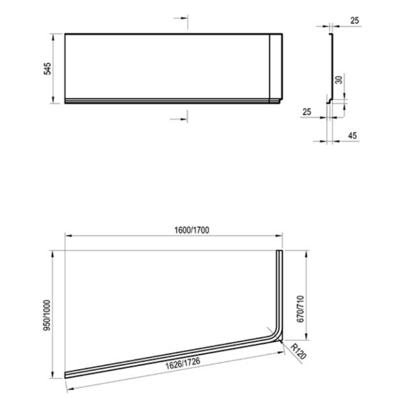 Ravak 10° Panel A przedni 170 P i Panelkit przedni (CZ82100A00+B28100000N)