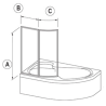 Ravak Rosa Parawan VSK2 140 L profil biały wypełnienie transparent (76L70100Z1)