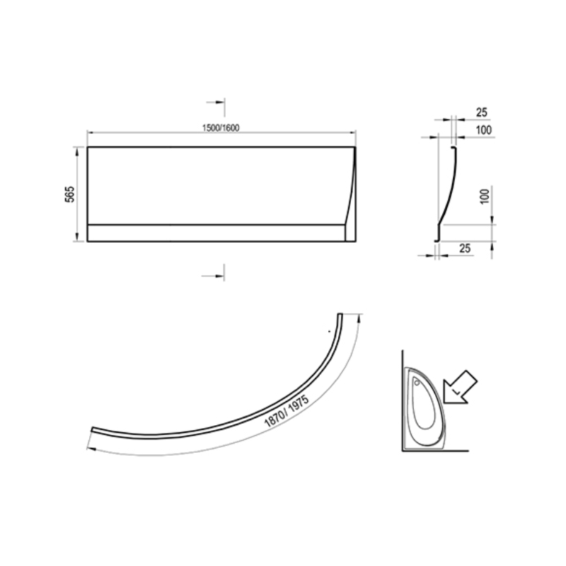 Ravak Avocado Panel A 160 L i Panelkit (CZQ1000A00+B28000000N)