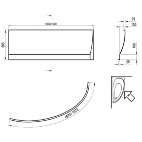 Ravak Avocado Panel A 160 P i Panelkit (CZI1000A00+B28000000N)