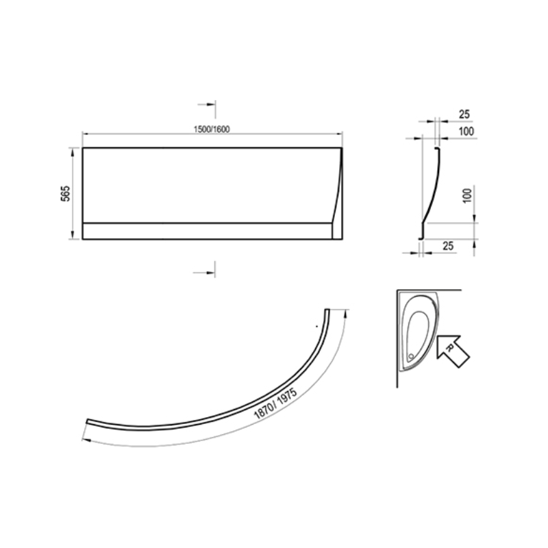 Ravak Avocado Panel A 160 P i Panelkit (CZI1000A00+B28000000N)
