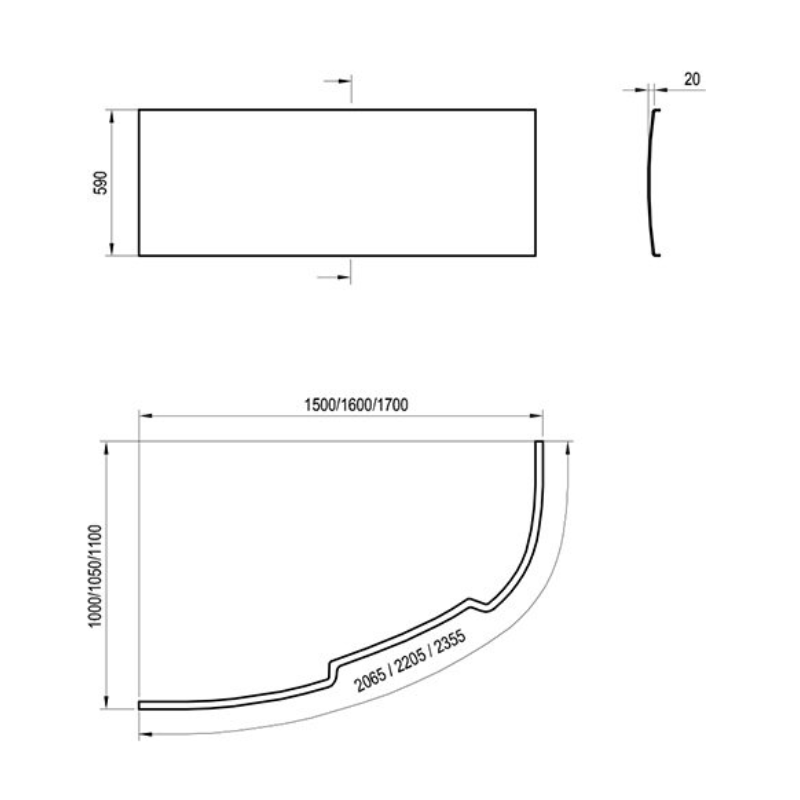 Ravak Asymmetric Panel 170 L (CZ48100000)