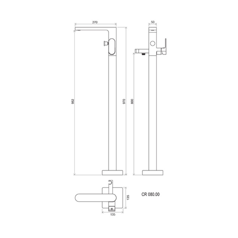 Ravak Chrome Bateria wannowa podłogowa CR 080.00 (X070101)