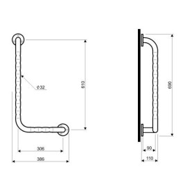 Koło Lehnen Funktion Poręcz Kątowa 30x61 - Uchwyt L1012112