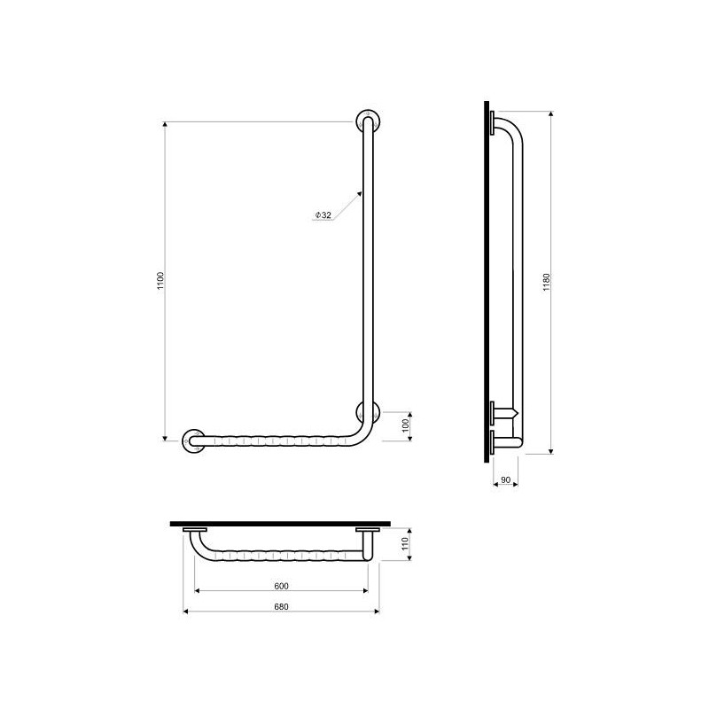 Koło Lehnen Funktion Poręcz Prysznicowa 60x110 - Uchwyt L1023512