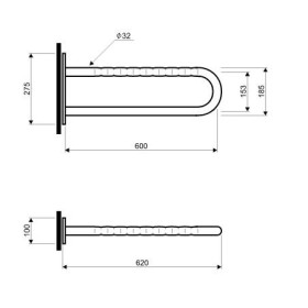 Koło Lehnen Funktion Poręcz WC Ścienna łukowa stała 60 - Uchwyt L1054602