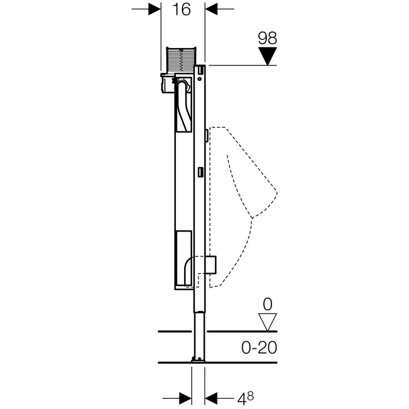 Geberit Duofix Stelaż podtynkowy do pisuaru, uniwersalny 50/98/16.5 cm (111.617.00.1)