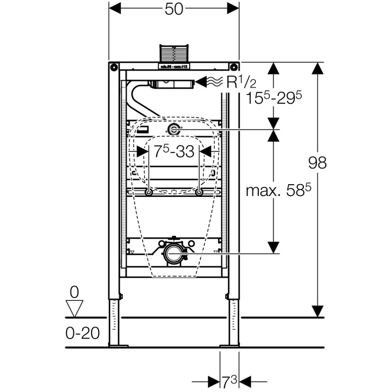 Geberit Duofix Stelaż podtynkowy do pisuaru, uniwersalny 50/98/16.5 cm (111.617.00.1)