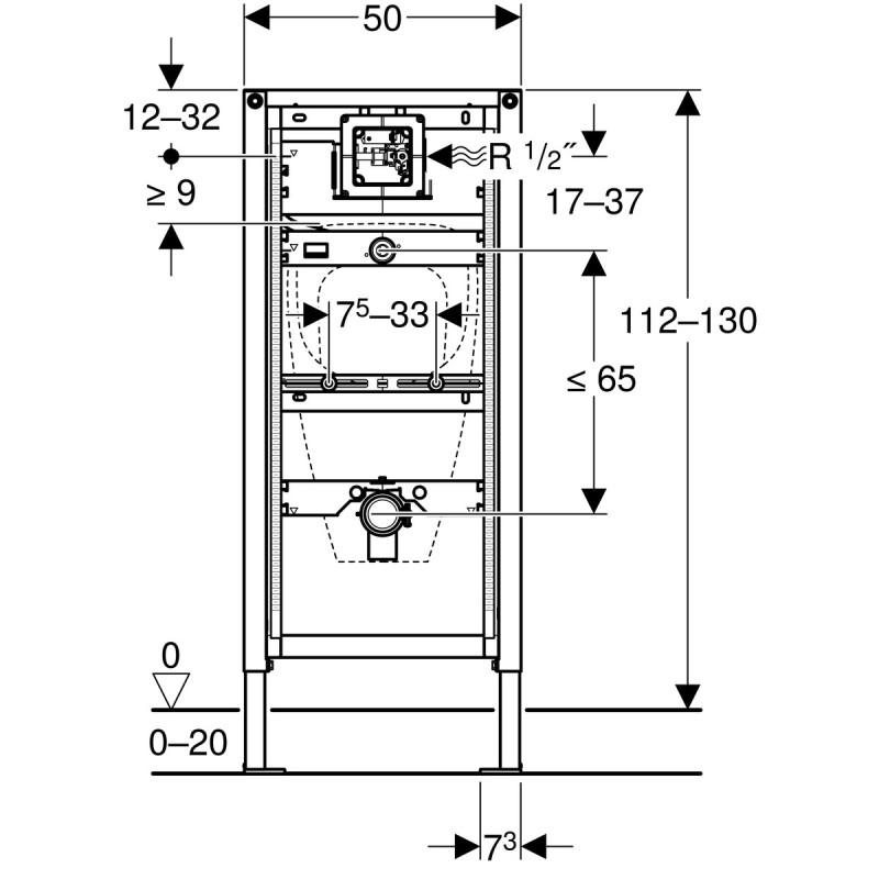 Geberit Duofix stelaż podtynkowy do pisuaru uniwersalny 50/112–130/7.5 cm (111.616.00.1)