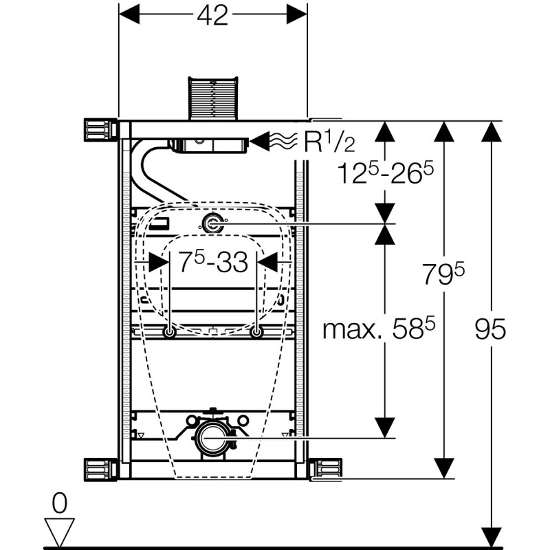 Geberit Kombifix Stelaż podtynkowy do pisuaru uniwersalny 42/79.5/8 cm (457.612.00.1)