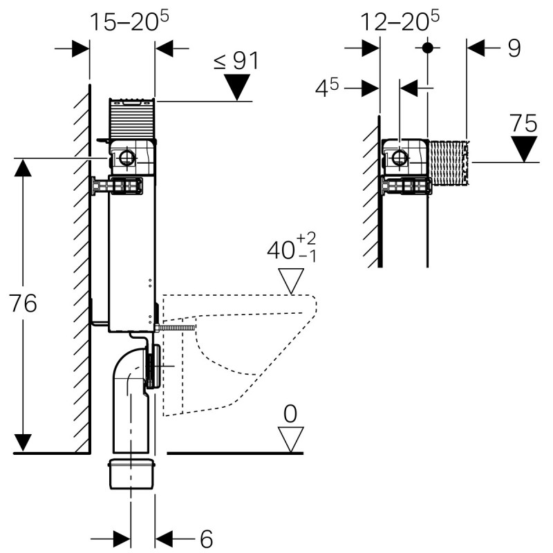 Geberit Kombifix Omega Stelaż podtynkowy do WC 42/82/12 cm (110.000.00.1)