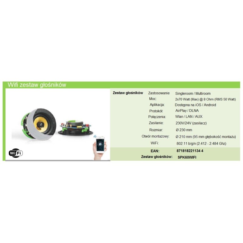 Timple Audio Głośniki Wi-Fi Nagłośnienie MultiRoom (SPK60WIFI)