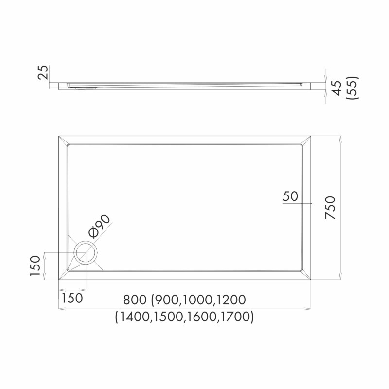 Schedpol Corrina New 3.4376 Brodzik akrylowy prostokątny 75x100