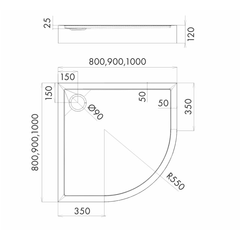 Schedpol Competia New 3.4634 Brodzik akrylowy półokrągły 90x90