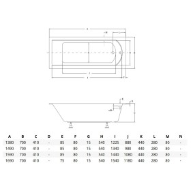 Besco Shea Slim Wanna Prostokątna 150x70