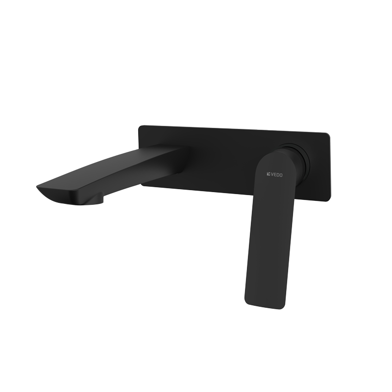 Vedo Desso Nero Bateria umywalkowa ścienna z korkiem Click-Clack Czarny Mat (VBD4012/C/CZ)
