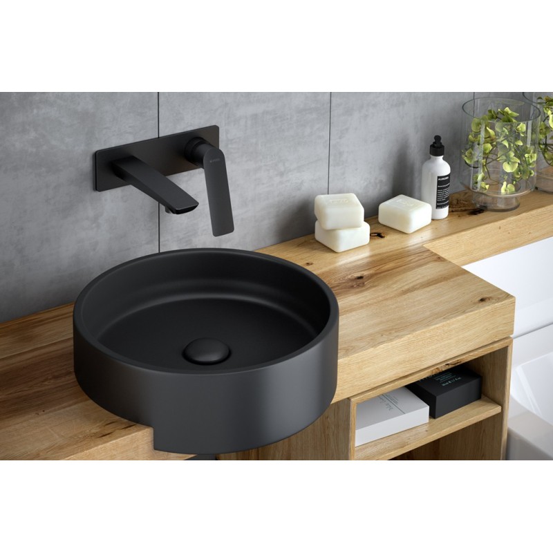 Vedo Desso Nero Bateria umywalkowa ścienna z korkiem Click-Clack Czarny Mat (VBD4012/C/CZ)