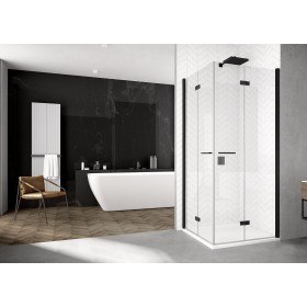SanSwiss Solino SOLF1 D+G Kabina Prysznicowa BLACK NA WYMIAR (70 - 100 cm) Szkło Przezroczyste (SOLF1GSM10607+SOLF1DSM10607)