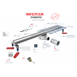 Wiper New Elite Slim 50 cm - Zestaw (Odpływ+Mankiet+Nóżki)