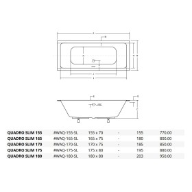 Besco Quadro Slim Wanna Prostokątna 190x90