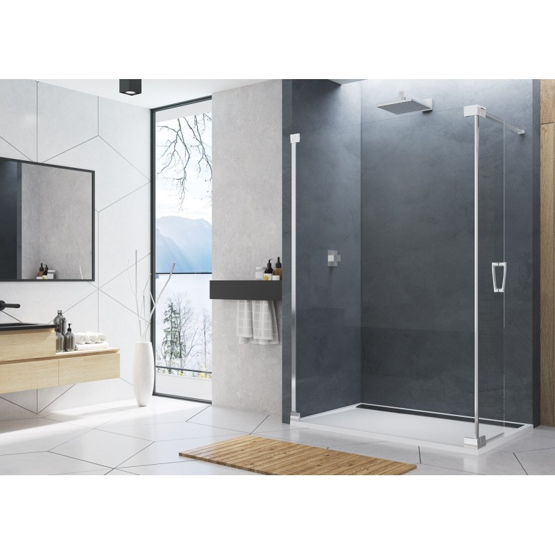 SanSwiss Cadura CADUO Walk-In Ścianka Wolnostojąca Dwuczęściowa L NA WYMIAR (120-140 cm) Szkło Przezroczyste (CADUOGSM25007)