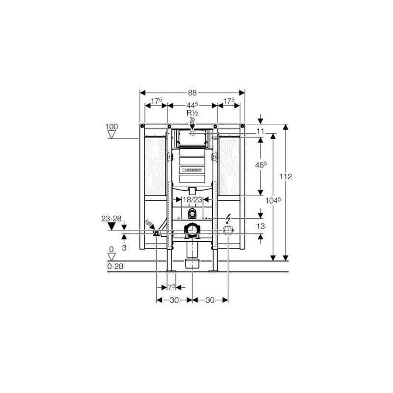 Geberit Duofix Sigma UP320 Stelaż podtynkowy do WC dla niepełnosprawnych 88/112/17 cm (111.375.00.5)