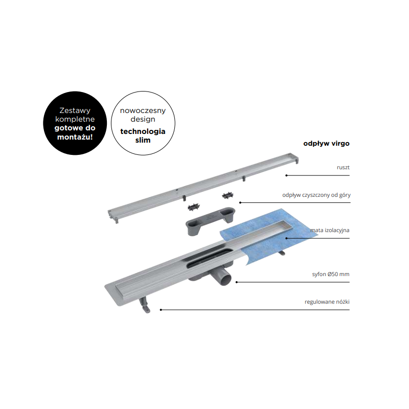 Besco Virgo Duo Odpływ Liniowy 90x6 cm (OL-90-VD)