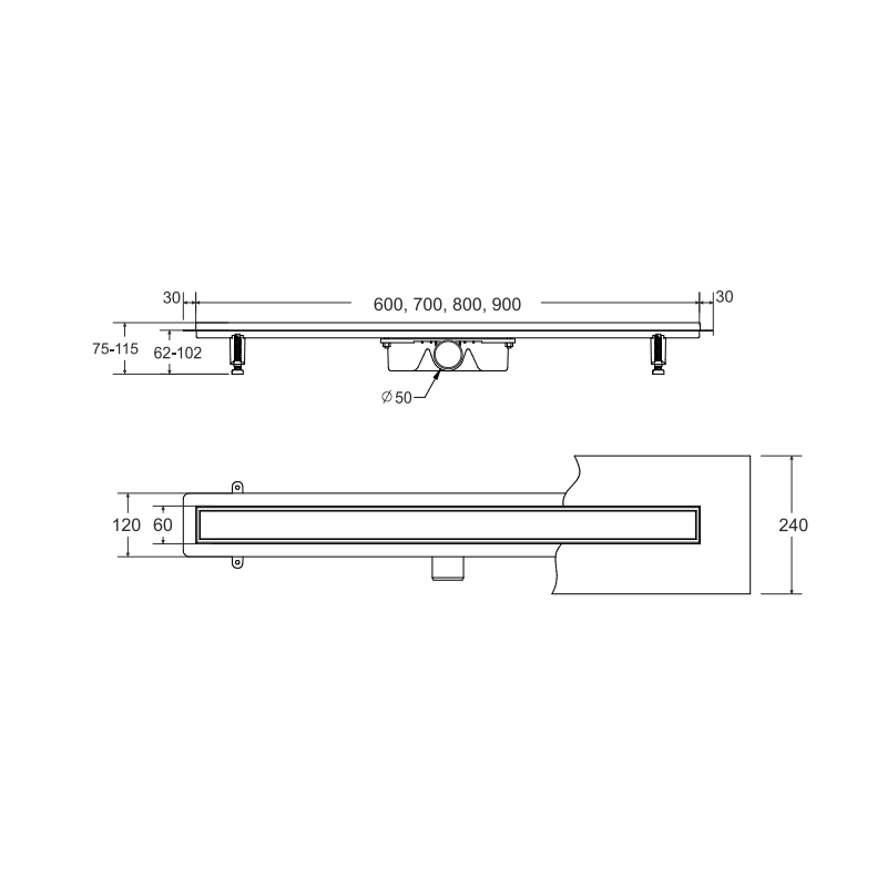 Besco Virgo Duo Odpływ Liniowy 90x6 cm (OL-90-VD)