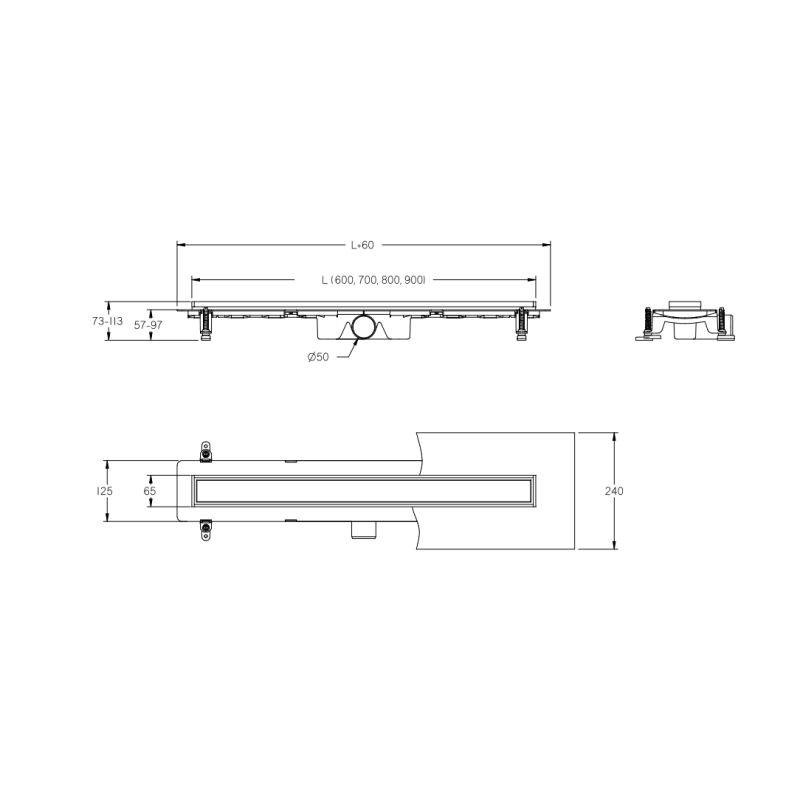 Besco Virgo Basic Odpływ Liniowy 70x6,5 cm (OL-70-VB)