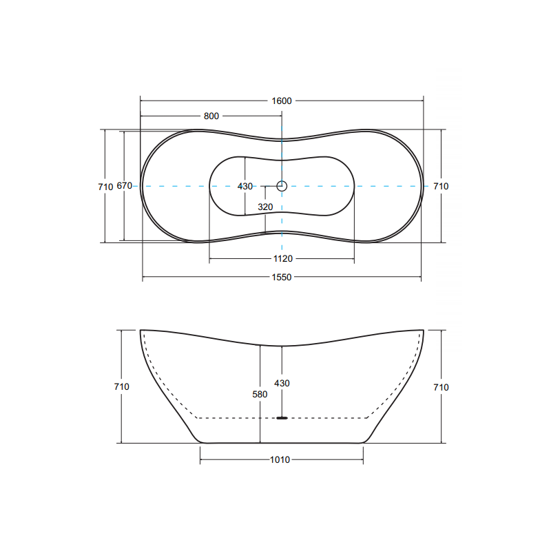 Besco Viya Glam Grafitowa Wanna Owalna Wolnostojąca 160x70