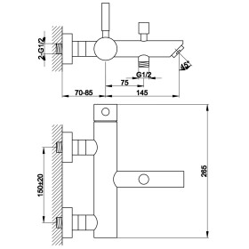 Kohlman Roxin Black QW110RB Bateria wannowa
