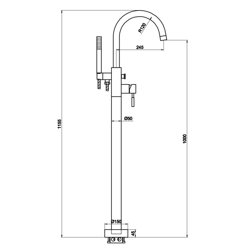 Kohlman Roxin Black QF1165RB Bateria wannowa wolnostojąca