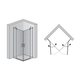 SanSwiss Cadura CA13 G+D Black Kabina Prysznicowa NA WYMIAR (75-140 cm) Szkło Przezroczyste (CA13GSM10607+CA13DSM10607)