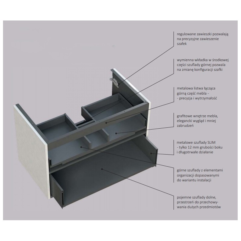 Oristo Siena 60 cm Czarny Mat Szafka pod umywalkę (OR45-SD2S-60-8)