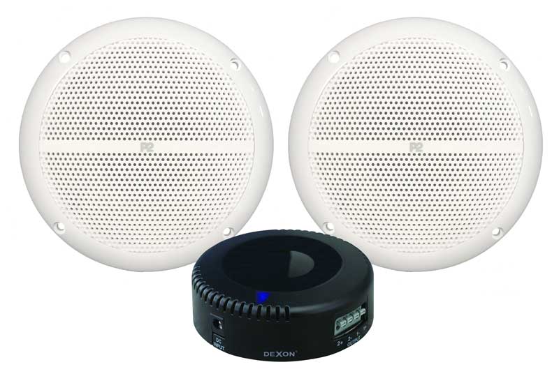 Dexon Wzmacniacz Bluetooth Do Głośników + Głośniki WiFi wodoodporne dwudrożne (JPM 2021+2xRP 92)