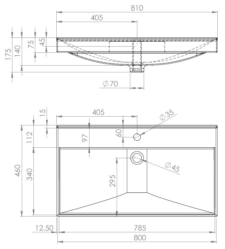 rysunek techniczny umywalka 