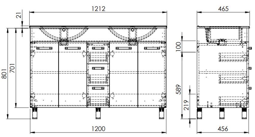 Szafka komplet elita sunn rysunek techniczny