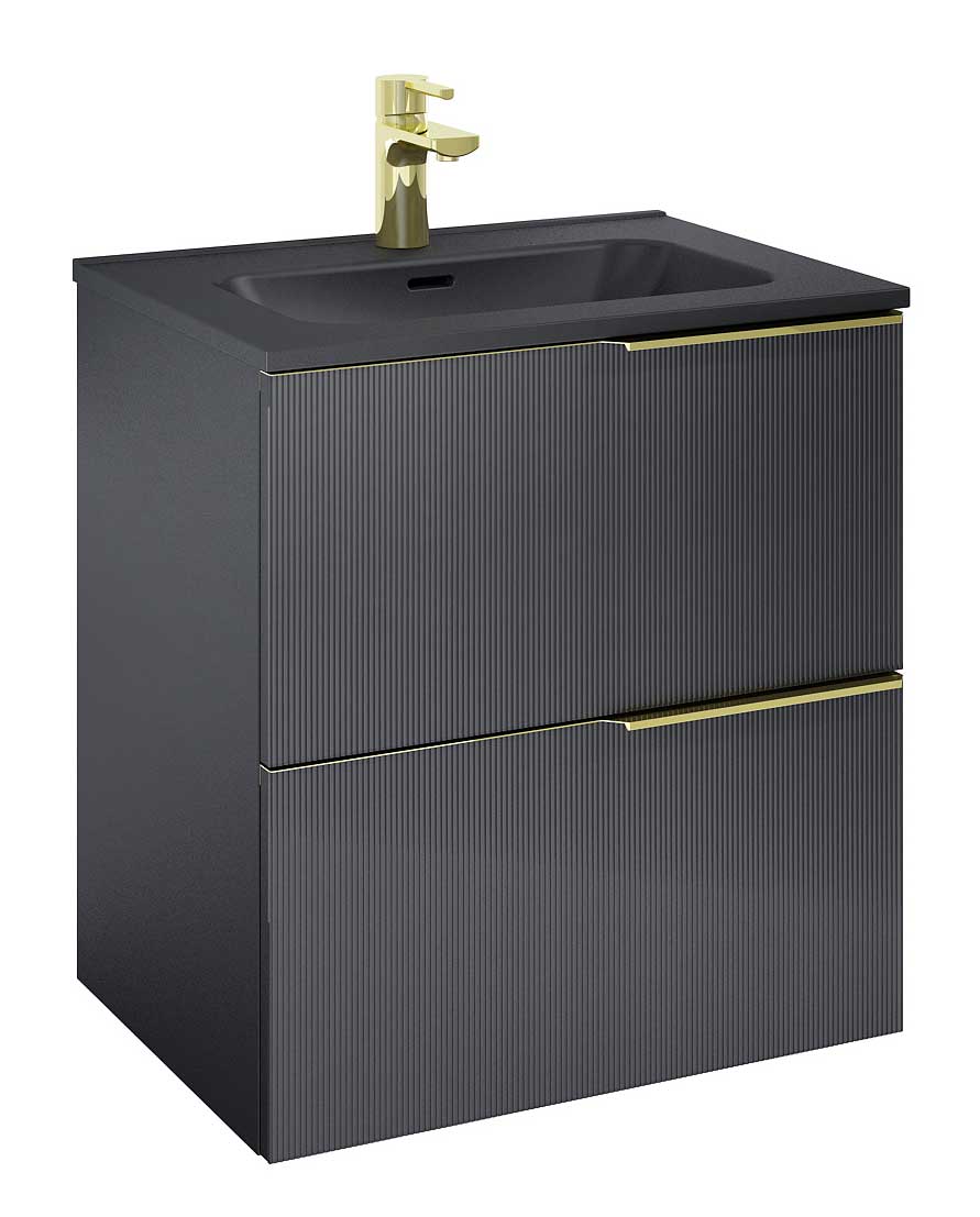 Elita Soho Black Matt Szafka 2s z Umywalką Skappa 60 cm (168740+146060)