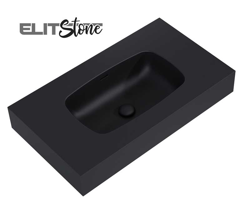 Elita Dimple Umywalka Marmur Ścienna 80 cm MARMUR BLACK MATT (168855)