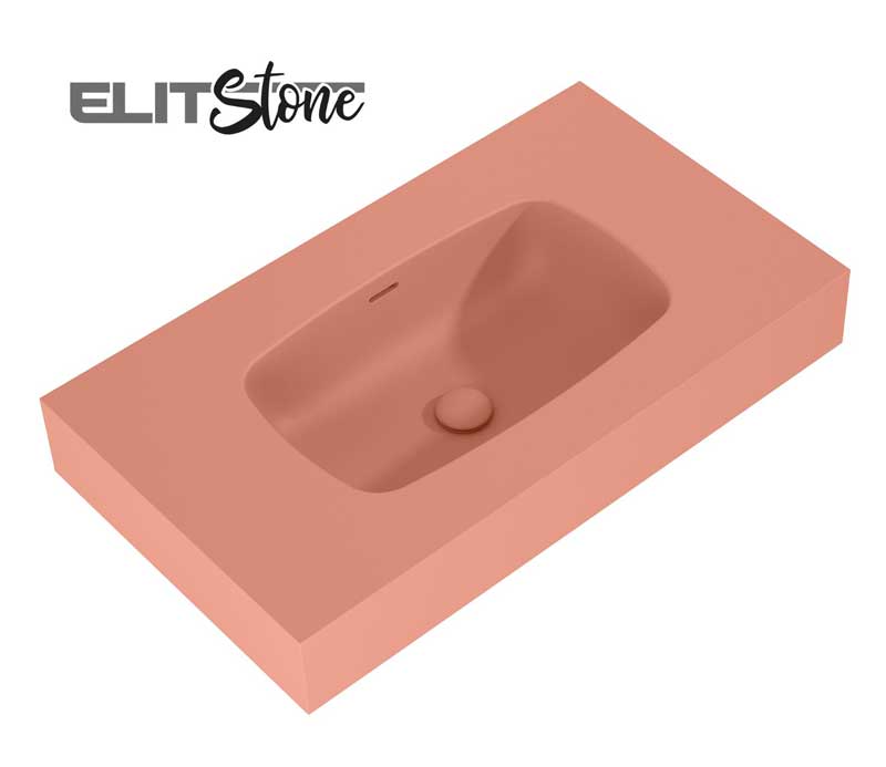 Elita Dimple Umywalka Marmur Ścienna Prawa 80 cm MARMUR TERRA PINK MATT (168859)