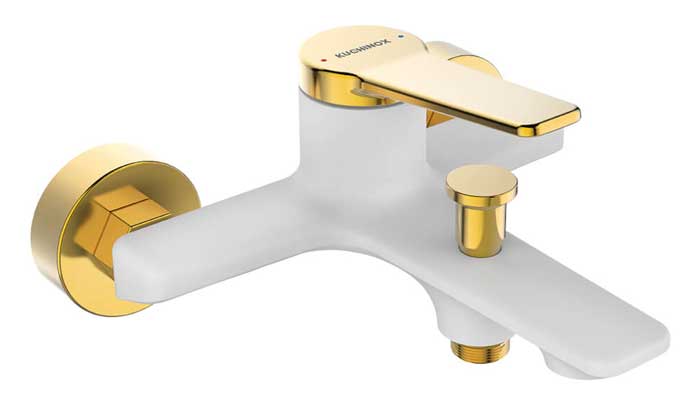 Kuchinox Alanis Bateria Wannowa Ścienna Bez Zestawu Natryskowego Biały/Złoto (BQI_610G)