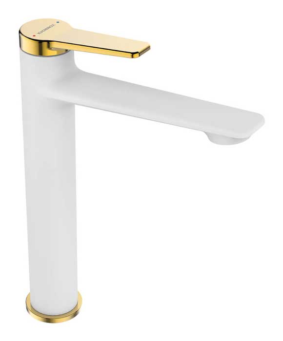 Kuchinox Alanis Bateria Umywalkowa Stojąca Nablatowa Biały/Złoto (BQI_62ND)