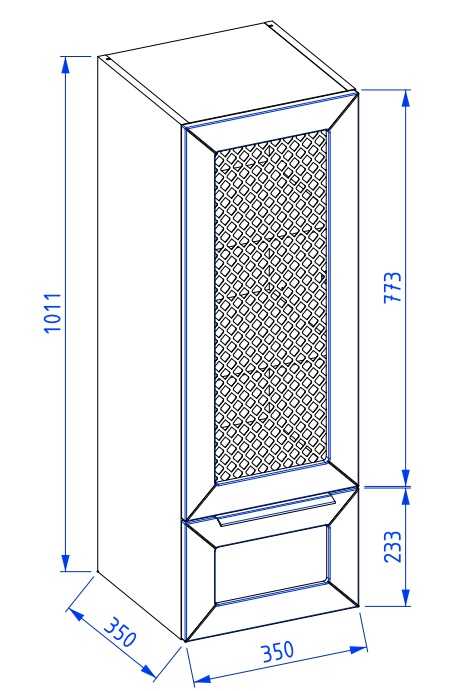 Szafka średnia z szufladą 35cm rysunek techniczny