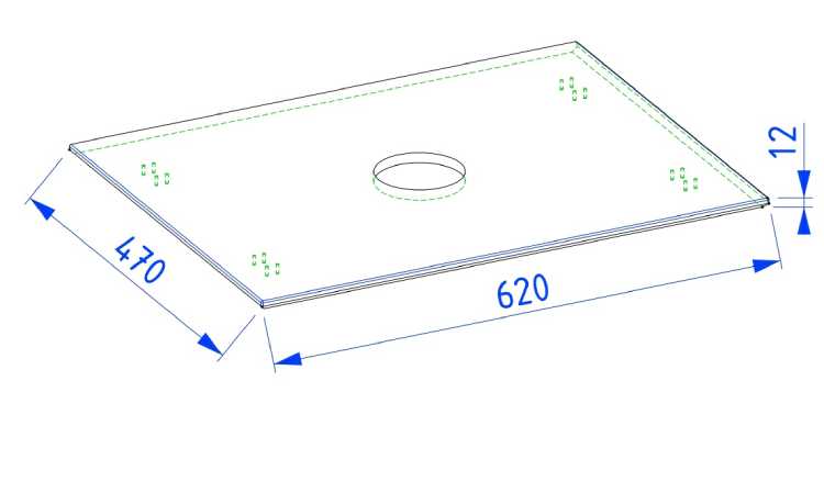 Blat kompaktowy 60 cm rysunek techniczny
