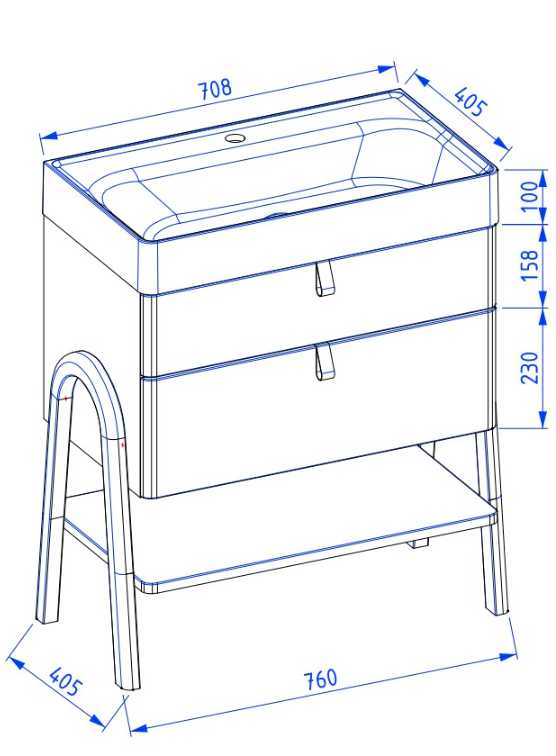 Szafka podumywalkowa 70cmrysunek techniczny